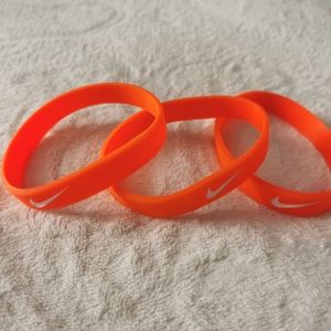 Nike Men's Silicone Rubber Bracelet,3pcs set,ORANGE